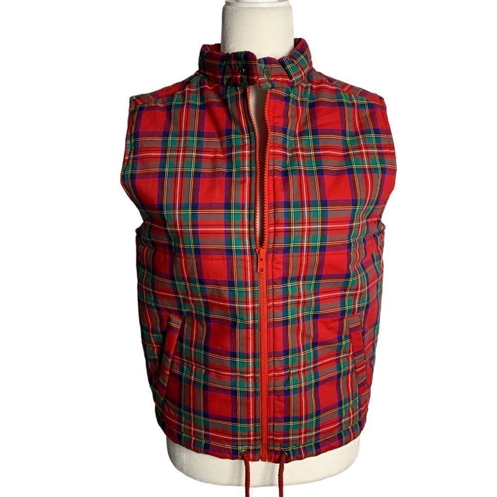 Vintage Gap Quilted Puffer Vest S Red Plaid Sleeveless Full Zip Outdoor Classics
